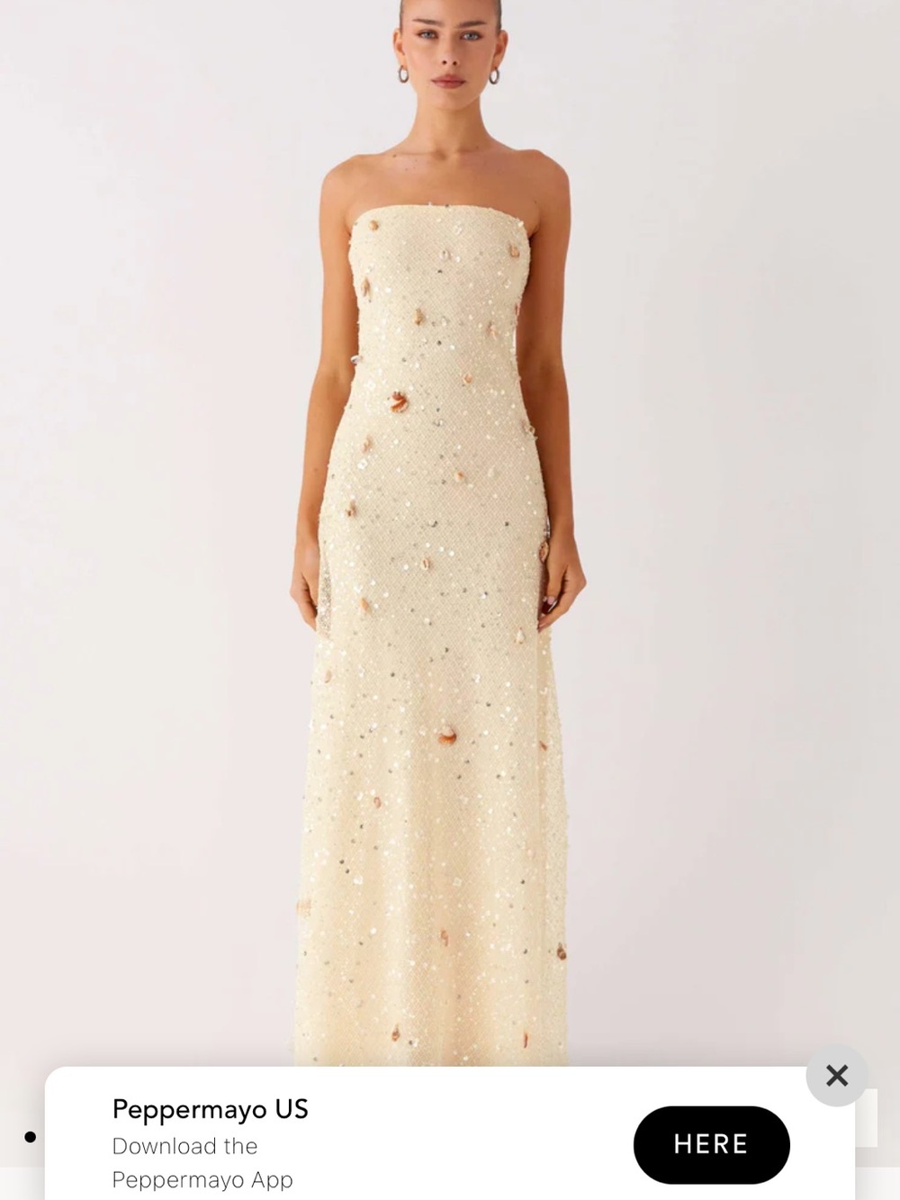Peppermayo Orelli Shell Sequin Knit Maxi Dress - Ivory